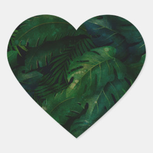 Tropical Rainforest Leafy Green Foliage Heart Sticker