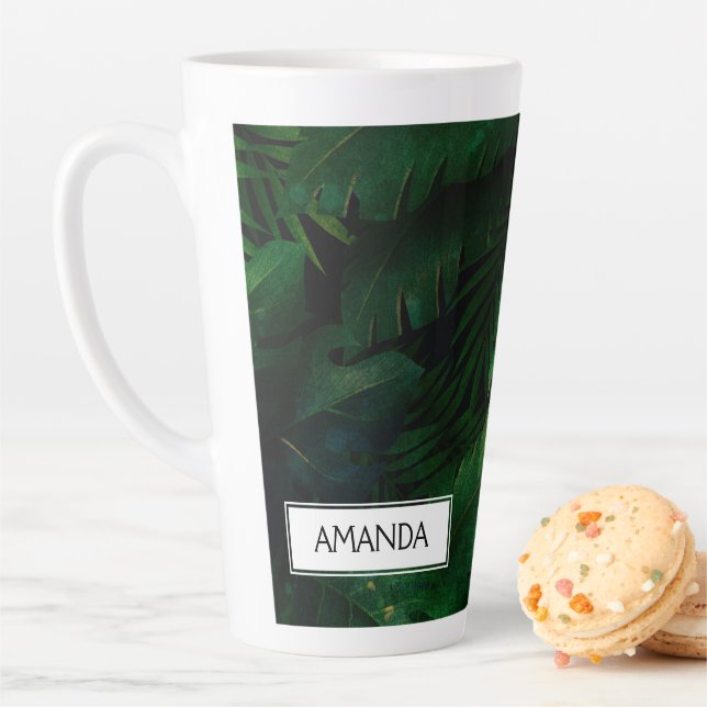 Tropical Rainforest Leafy Green Foliage Latte Mug (In Situ)