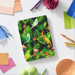 Tropical rainforest leaves and birds pattern  iPad air cover