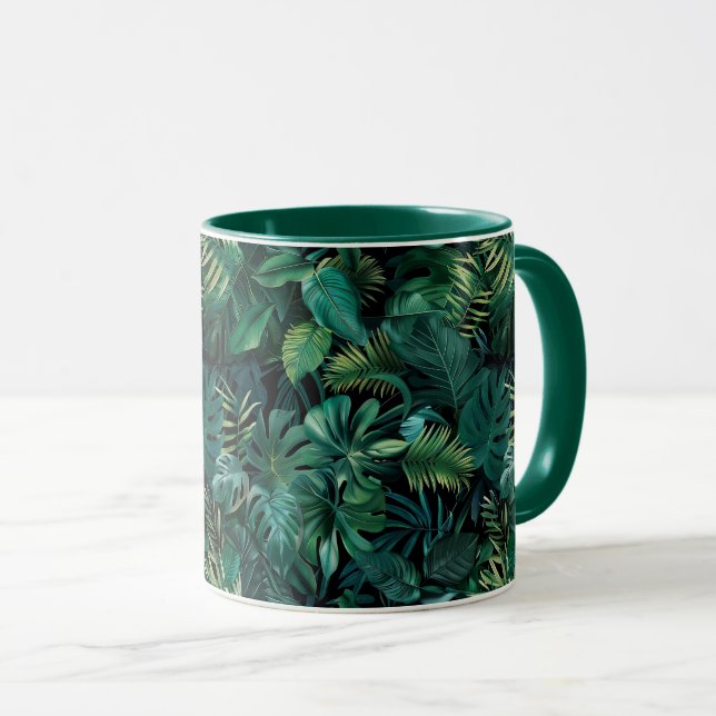 Tropical Rainforest Leaves Mug (Front Right)