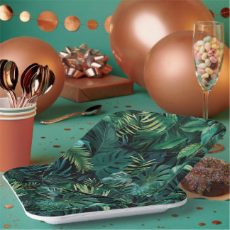Tropical Rainforest Leaves Paper Plate