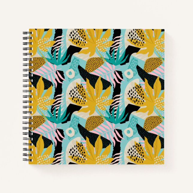 Tropical Rainforest Leaves Pattern Notebook (Front)