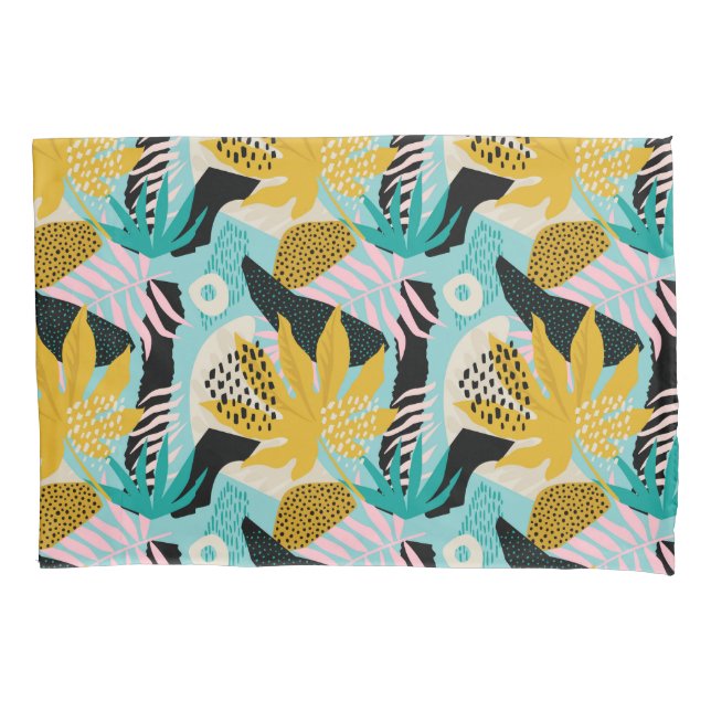 Tropical Rainforest Leaves Pattern Pillowcase (Front-Left)