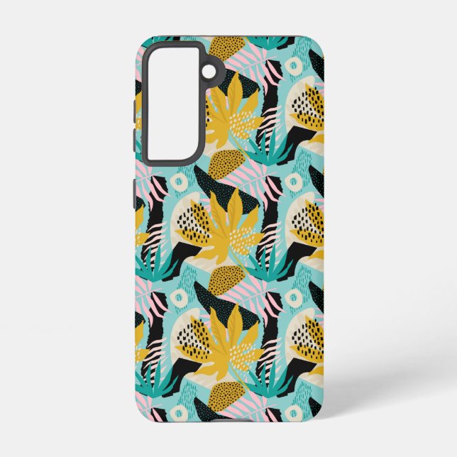 Tropical Rainforest Leaves Pattern Samsung Galaxy S21 Case (Back)