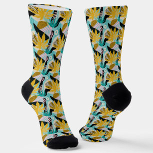 Tropical Rainforest Leaves Pattern Socks