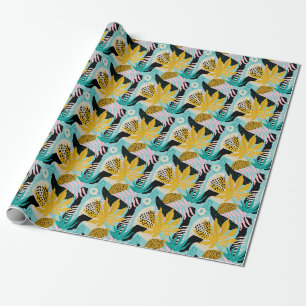 Tropical Rainforest Leaves Pattern Wrapping Paper