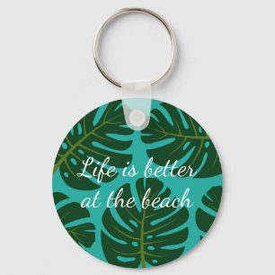 Tropical rainforest Monstera palm leaf keychains