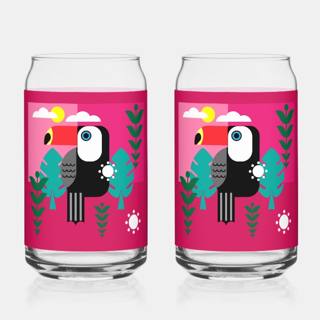Tropical Rainforest Toucan Can Glass (Front)