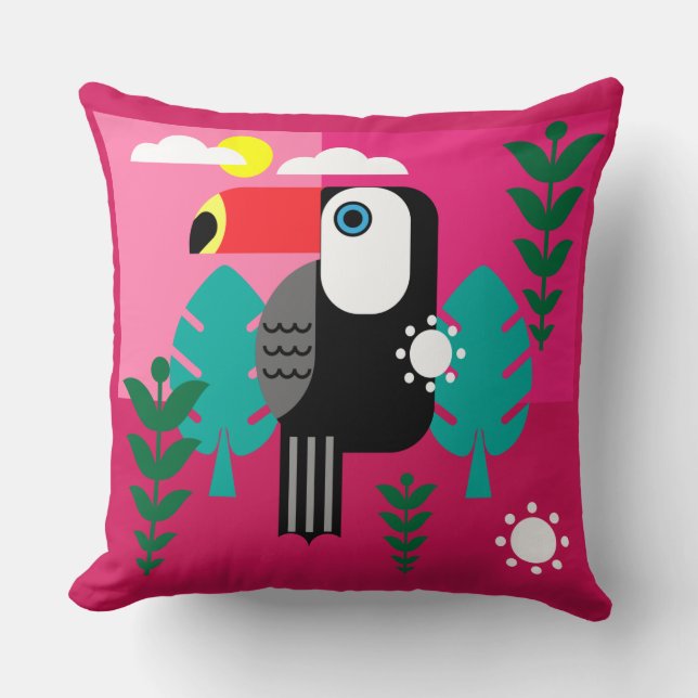 Tropical Rainforest Toucan Cushion (Front)