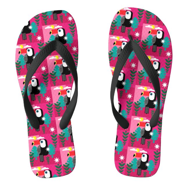 Tropical Rainforest Toucan Flip Flops (Footbed)