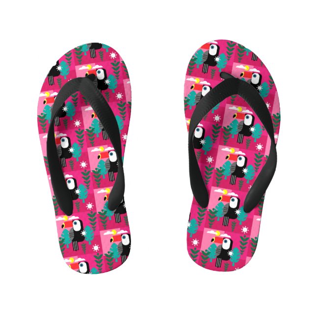 Tropical Rainforest Toucan Kid's Flip Flops (Footbed)