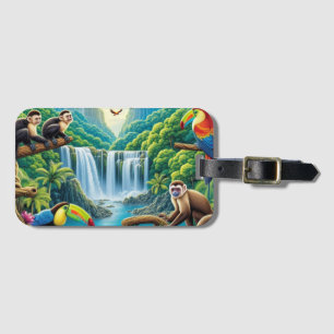 Tropical Rainforest Waterfall Luggage Tag