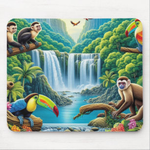 Tropical Rainforest Waterfall Mouse Mat