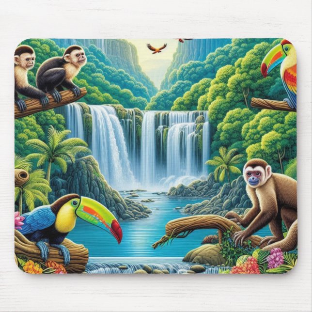 Tropical Rainforest Waterfall Mouse Mat (Front)