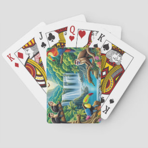 Tropical Rainforest Waterfall Playing Cards