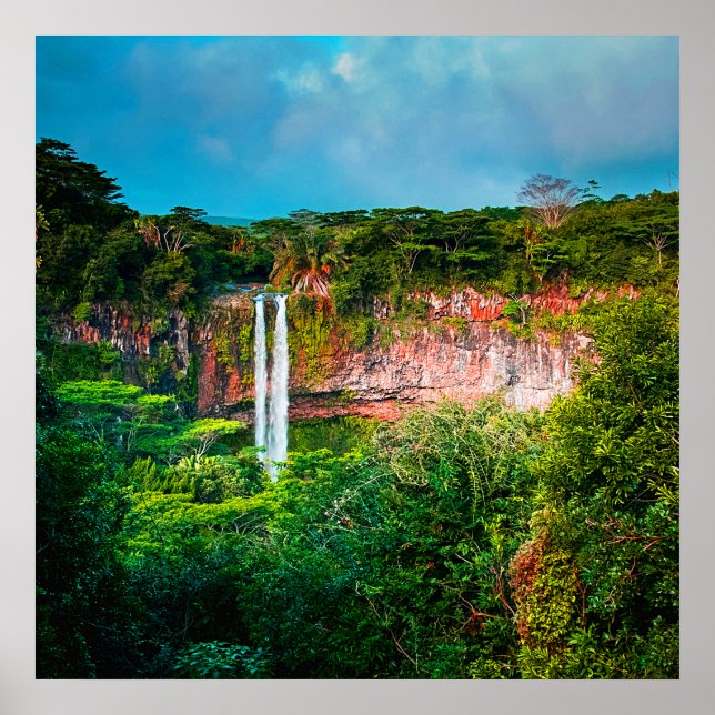 Tropical Rainforest Waterfall Poster (Front)