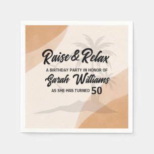 Tropical Raise & Relax 50th Birthday Party Napkin