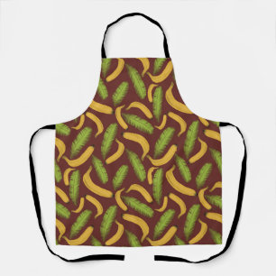 Tropical Red Banana Leaf Pattern Apron
