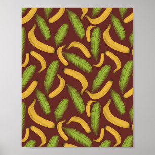 Tropical Red Banana Leaf Pattern Poster