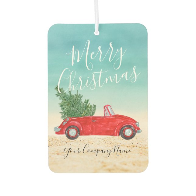 Tropical Red Car Merry Christmas Business Promo Car Air Freshener (Front)