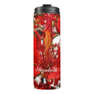 Tropical Red Floral Flowers Elegant Personalise Thermal Tumbler