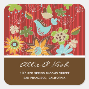 Tropical Red Floral Garden Summer Wedding Sticker