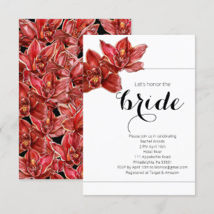 Tropical Red Orchid Bridal Shower Invitation