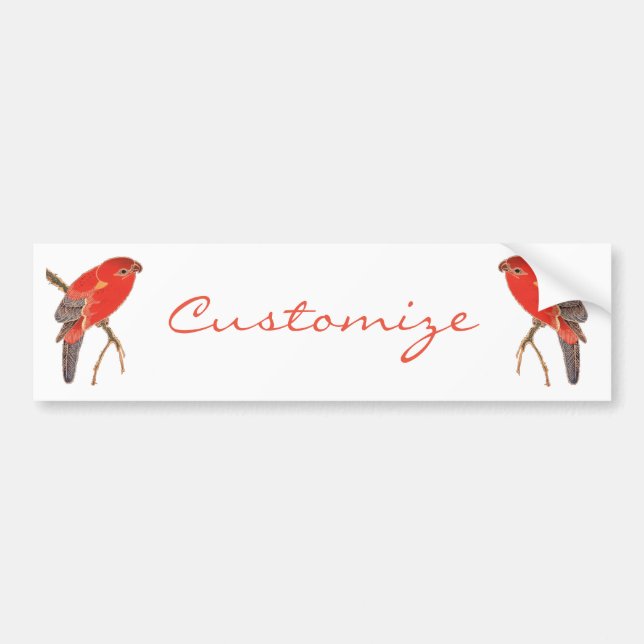 Tropical Red Parrot Thunder_Cove Bumper Sticker (Front)