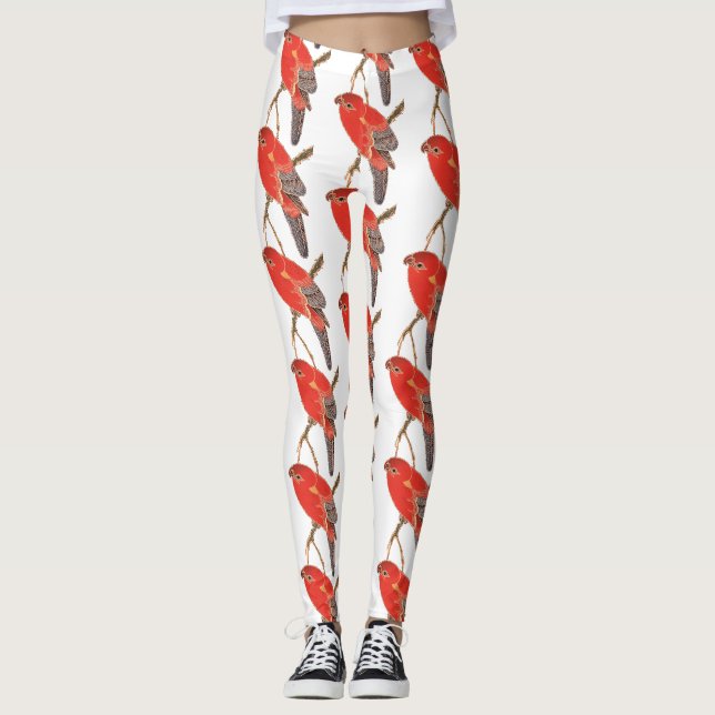 Tropical Red Parrot Thunder_Cove Leggings (Front)