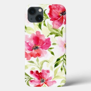 Tropical red pink floral poppy pattern Case-Mate iPhone case