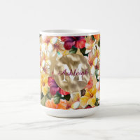 Tropical Red Yellow Hibiscus Flowers Monogram