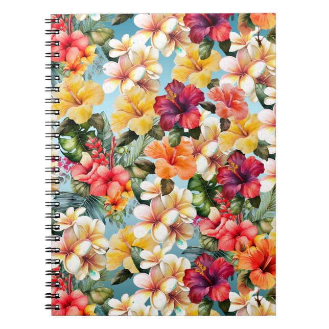 Tropical Red Yellow Tropical Hibiscus Flowers Notebook (Front)