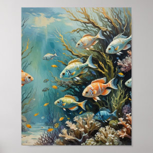 Tropical reef fish poster