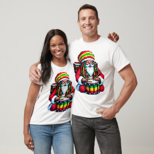 Tropical Reggae Santa - Christmas Drummer Art T-Shirt