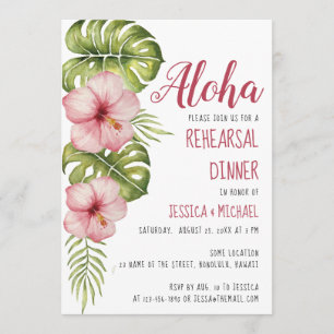 Tropical Rehearsal Dinner  Aloha Floral Watercolor Invitation