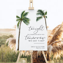 Tropical Rehearsal Dinner Welcome Sign, Beach Wedd