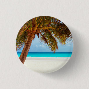 Tropical Relaxing Beach Palm Scene 3 Cm Round Badge