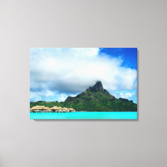 Tropical resort on Bora Bora canvas panorama Print (Front)