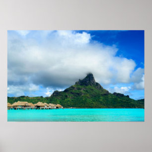 Tropical resort on Bora Bora poster panorama