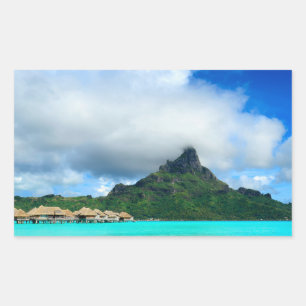 Tropical resort on Bora Bora rectangular sticker