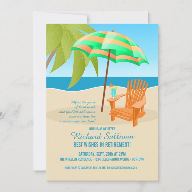 Tropical Retirement Party Invitations (Front)