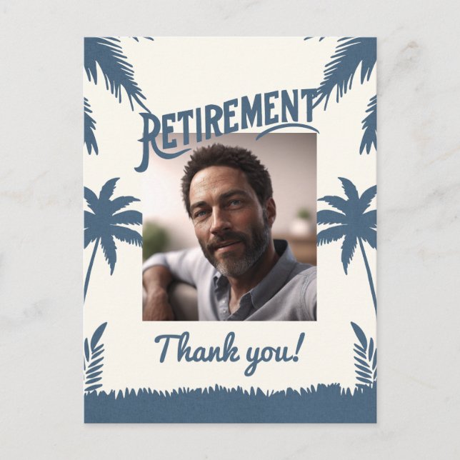 Tropical retirement photo thank you postcard (Front)