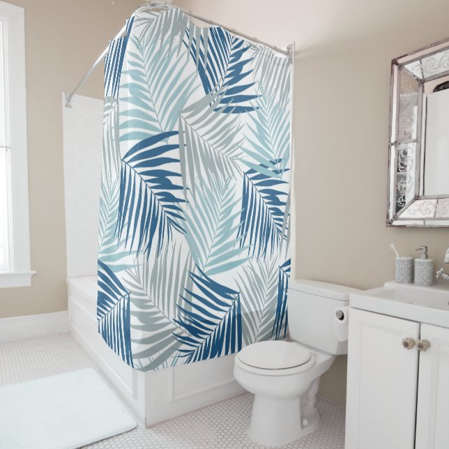 Tropical Retro #4 (Coastal Vibes) #palms #decor  Shower Curtain (In Situ)