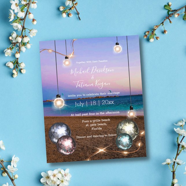  tropical retro  beach wedding invitation flyer (Creator Uploaded)