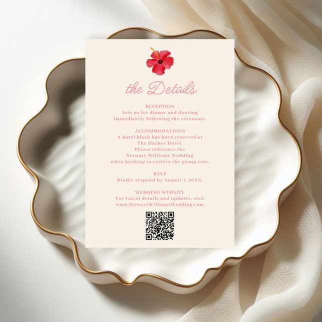 Tropical Retro Coastal Island Wedding Details Enclosure Card (Creator Uploaded)