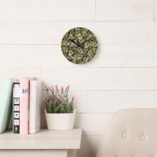 Tropical Retro Night Pattern #1 #palms #decor #art Round Clock