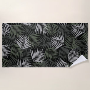 Tropical Retro Night Pattern #2 #palms #decor #art Beach Towel