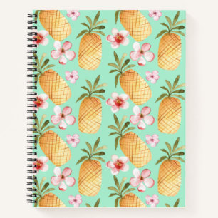 Tropical retro print on mint background notebook