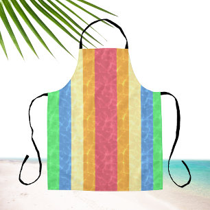 Tropical Retro Stripe Sunrise - Pastel Rainbow Apron