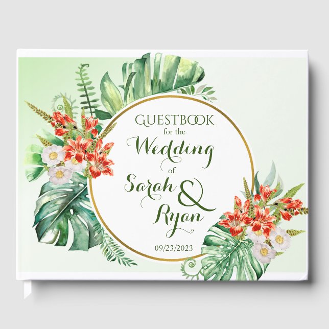 Tropical Ring Wedding Guest Book (Front)